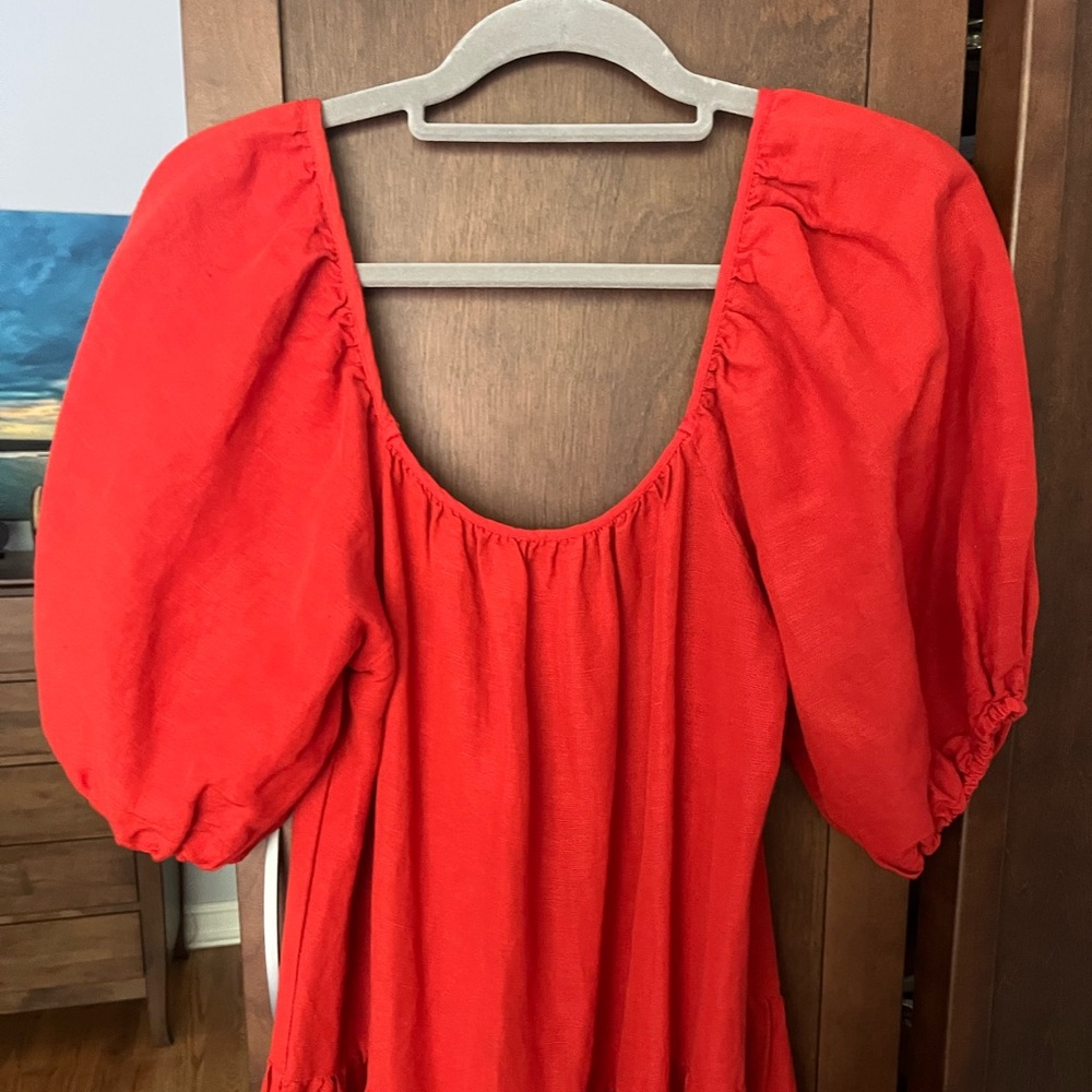 SOLID & STRIPED Puff-Sleeve Banded-Lawn Trapeze Dress - Picture 3 of 11